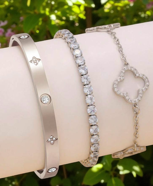 Trio de bracelets argenté